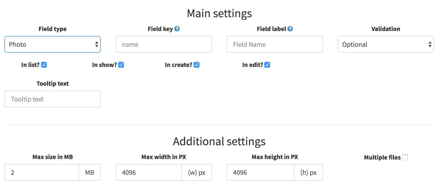 CRUD Fields File