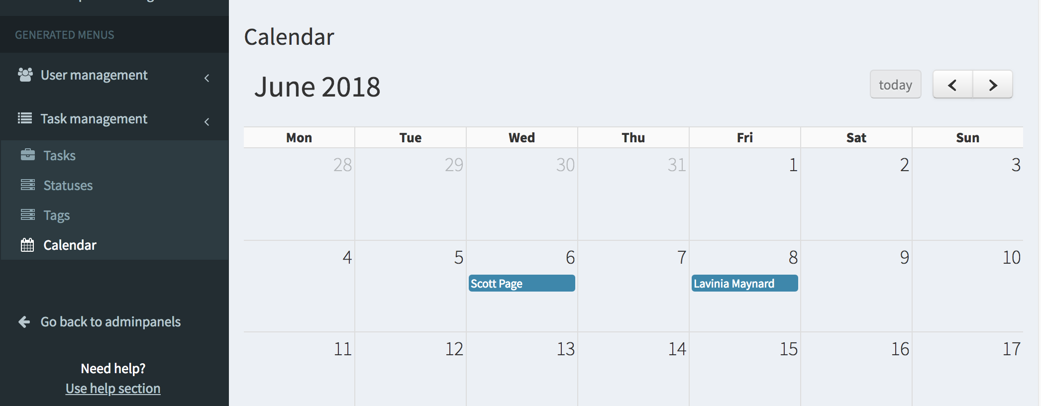 Modules Tasks + Calendar